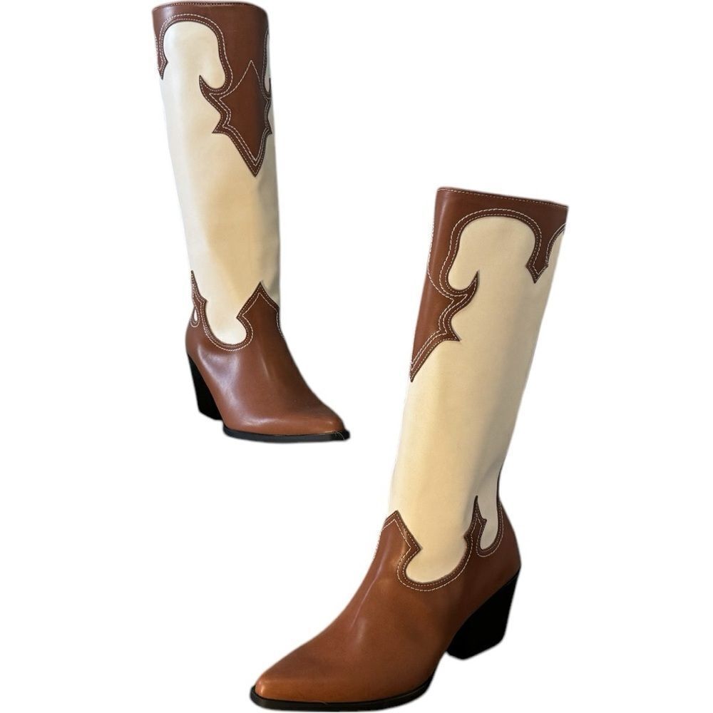 Zodiac Brown/Plaster Western Tall Boots NEW Size 10 - Picture 8 of 13